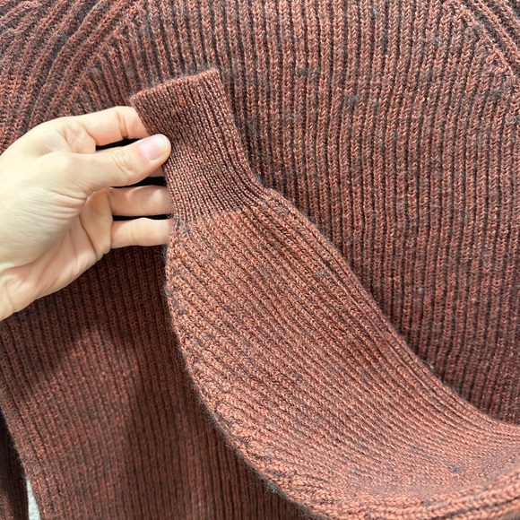 Ichi Denmark Wool Blend Rust gray Ribbed Knit Sweater balloon long sleeve brick - Picture 5 of 6